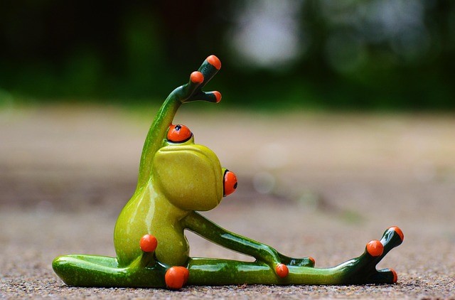 Ein einzelner Frisch beim Dehnen vor dem Sport von vorne.